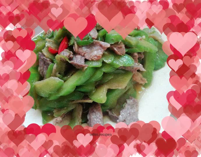 Stir-fried beef with cold melon