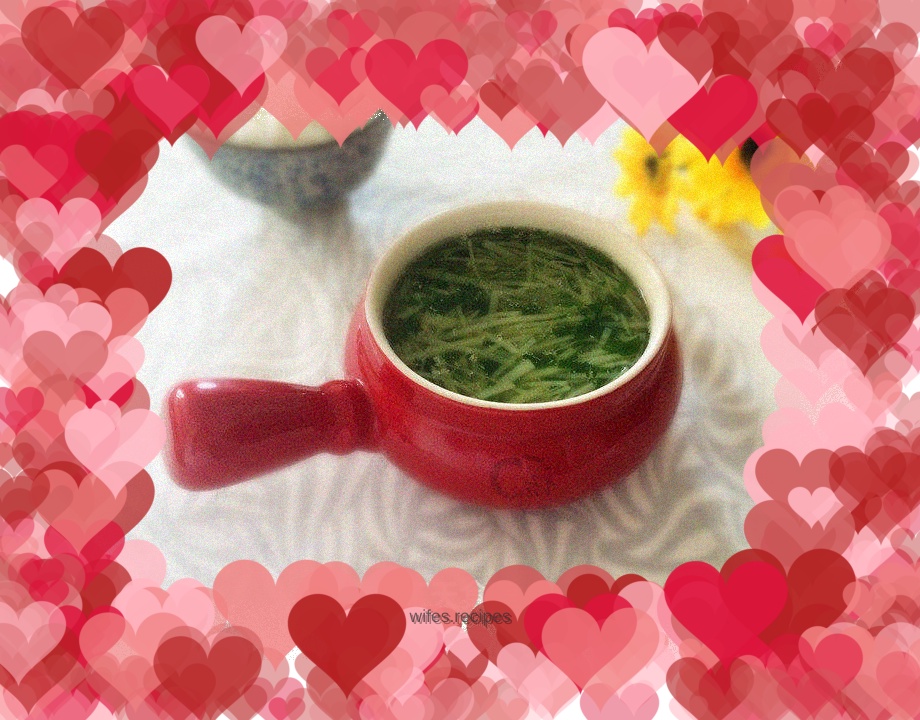Potato shreds and celery leaf soup
