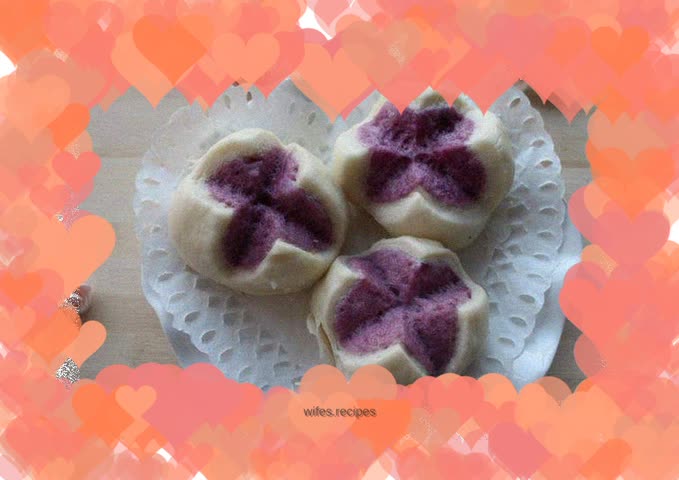 Purple Sweet Potato Blossom Steamed Buns