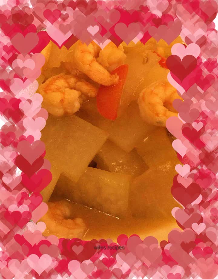 Stir-fried prawns with winter melon