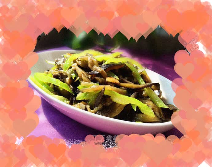 Shredded pepper and eggplant