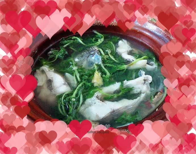 Boiled fish with water and coriander