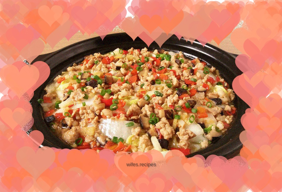 Mushroom meat sauce and cabbage stew