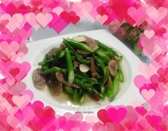 Fried Asparagus with Sausage