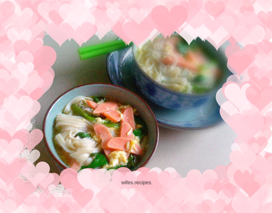 Ham sausage and egg noodles