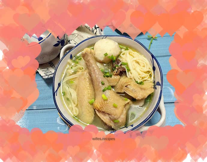 Chicken, mushroom and taro stew