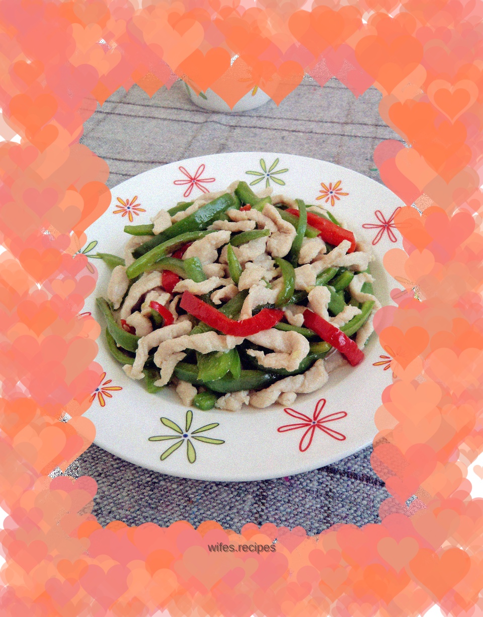 Shredded green pepper and white pork