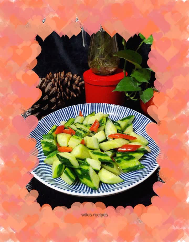 Fried cucumber with red pepper
