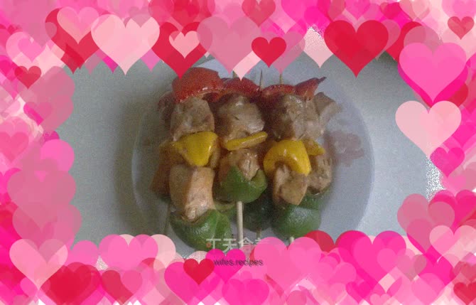 Colorful meat skewers