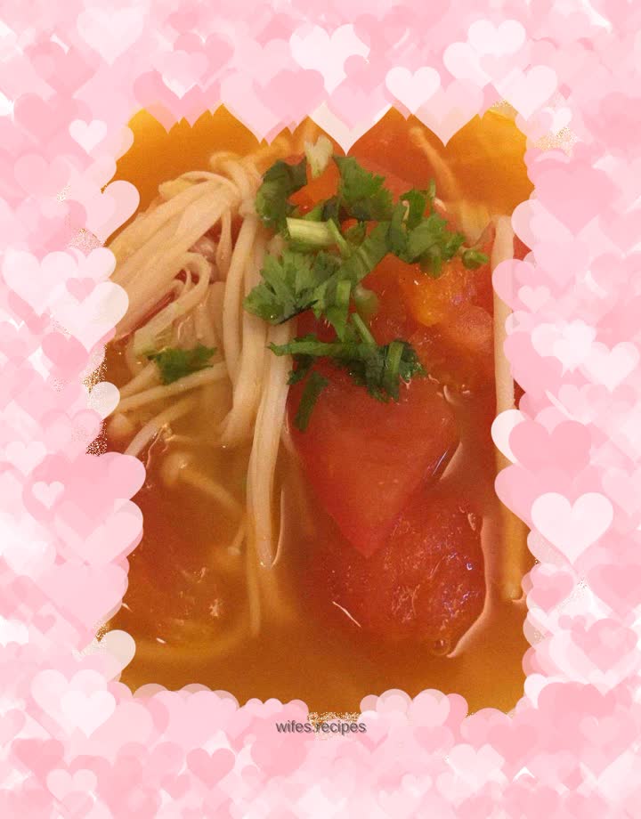 Tomato and Enoki Mushroom Soup