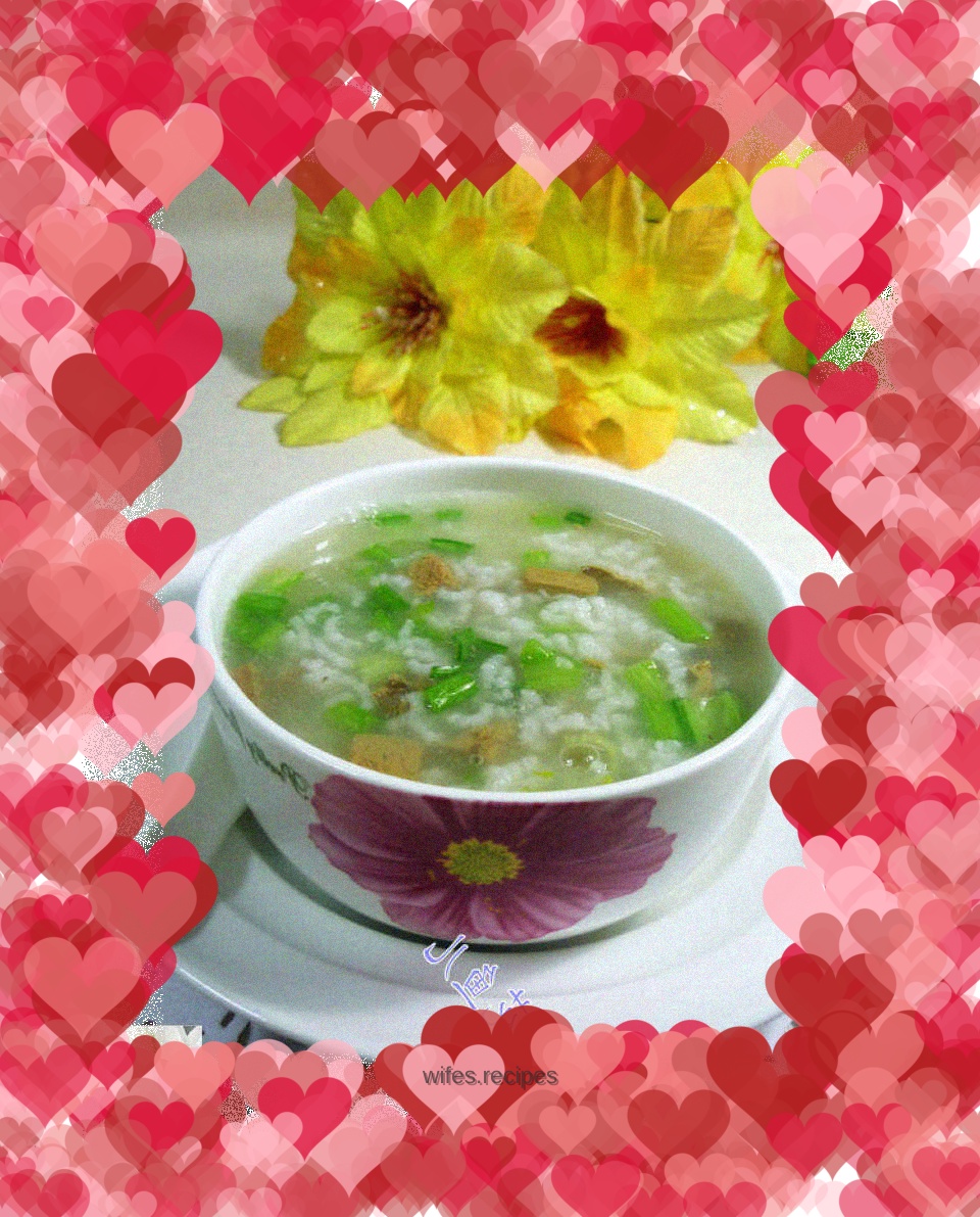 Parsley, duck liver and rice porridge