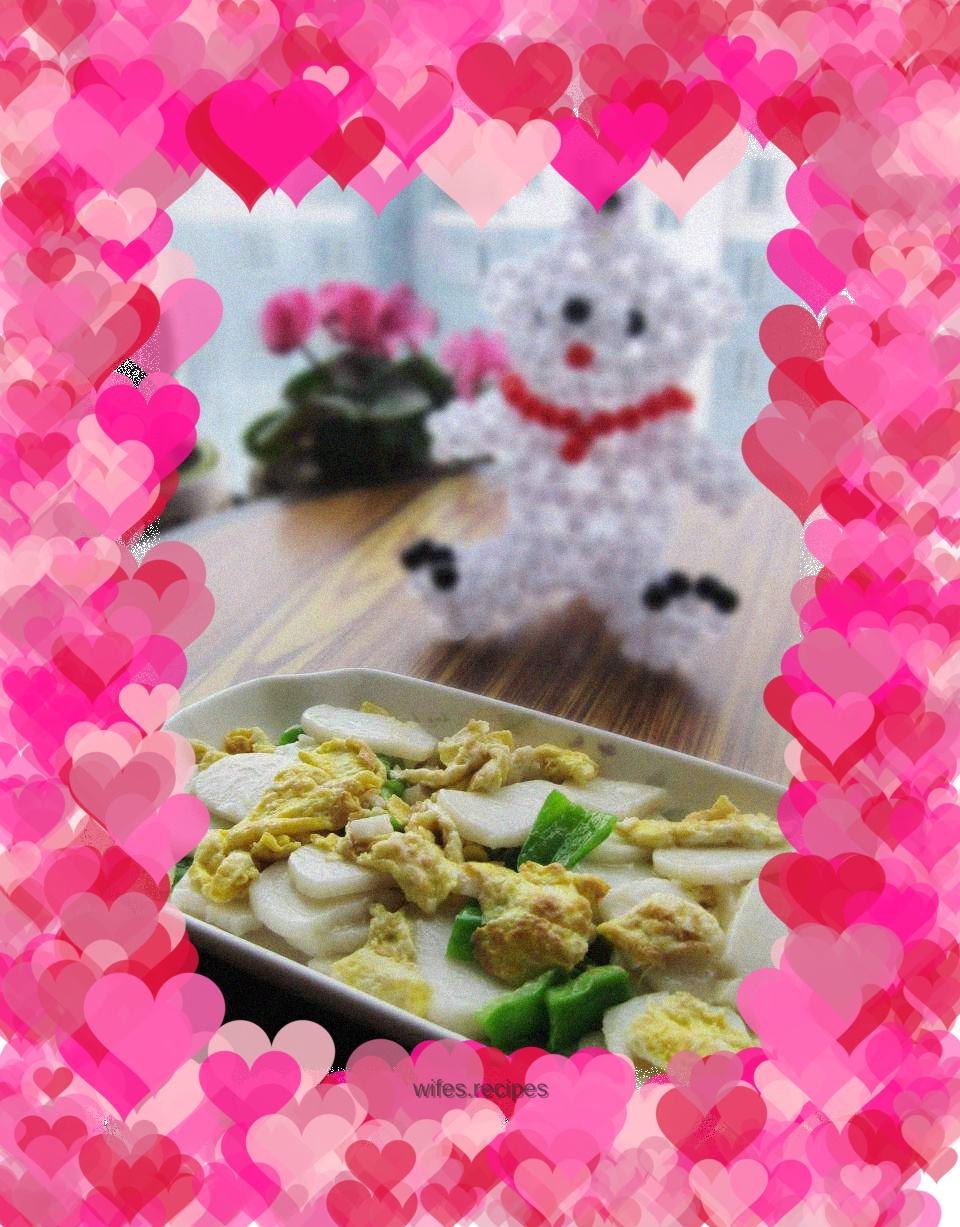 Fried Rice Cake with Egg and Chili