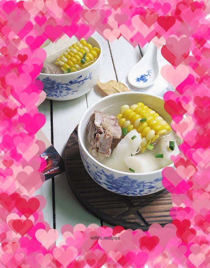 Yam, corn and bone soup