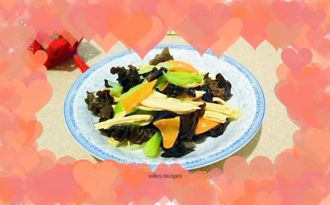 Stir-fried bean curd and celery