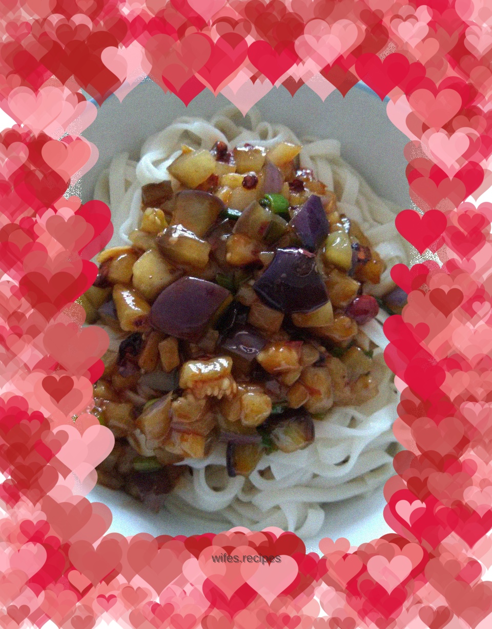Diced eggplant noodles