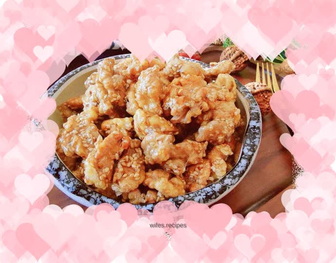 Amber walnut kernels