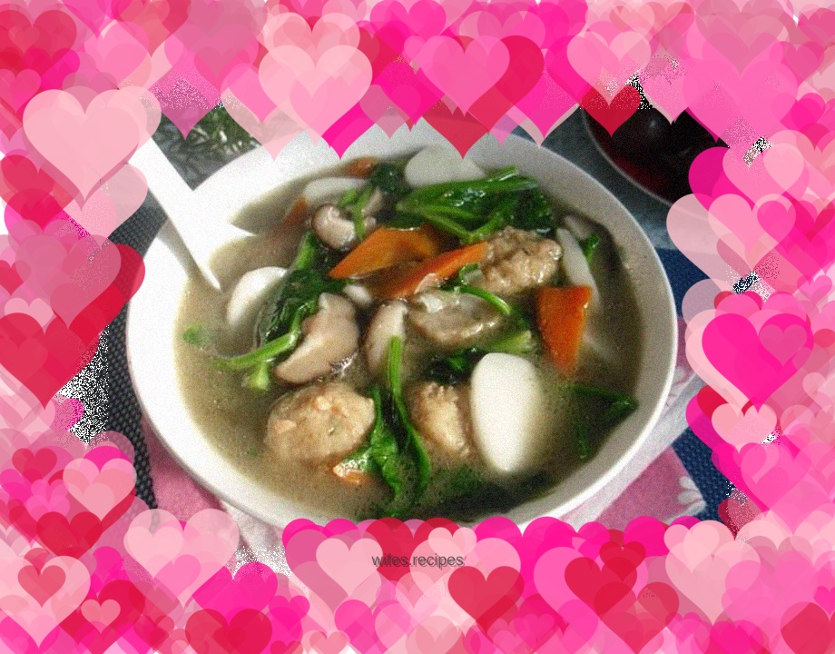 －Personal lunch---boiled rice cake with meatballs