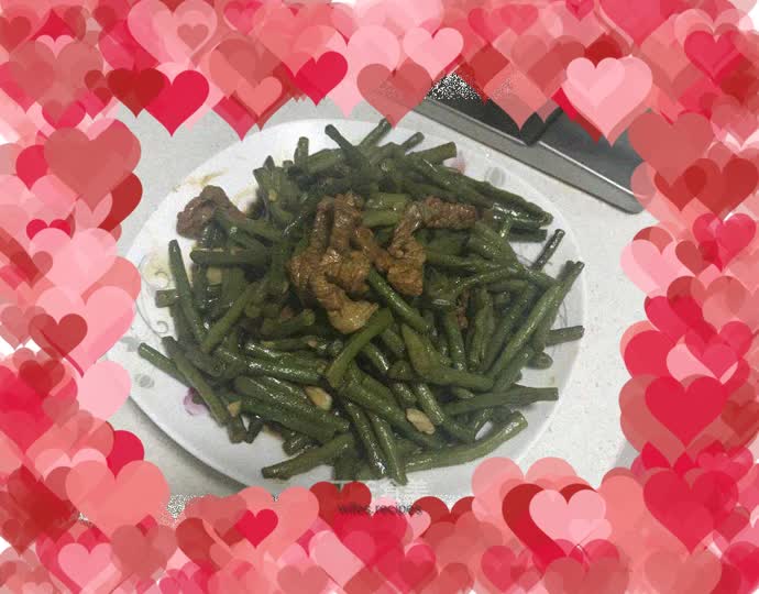 Stir-fried pork with long beans/cowpeas