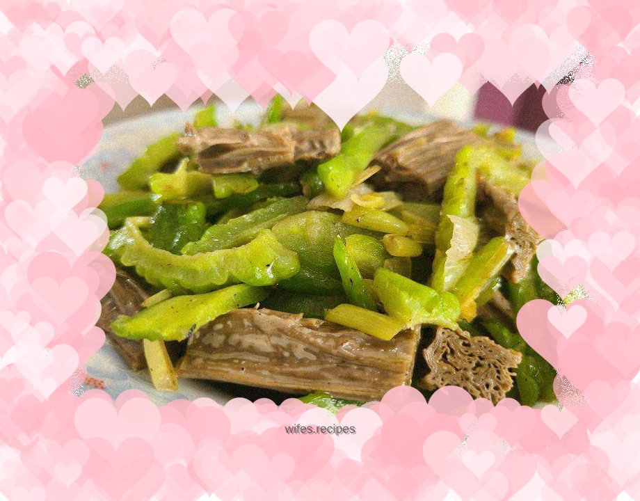 Stir-fried black tofu stick with bitter melon