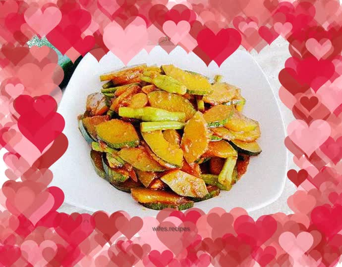 Home-cooked side dishes - braised pumpkin and beans with soy sauce