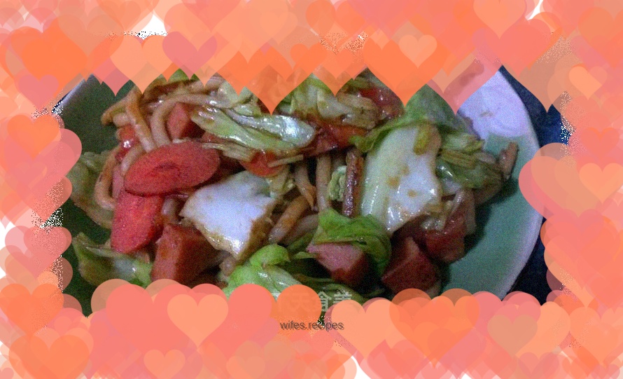 Stir-fried Udon Noodles with Ham