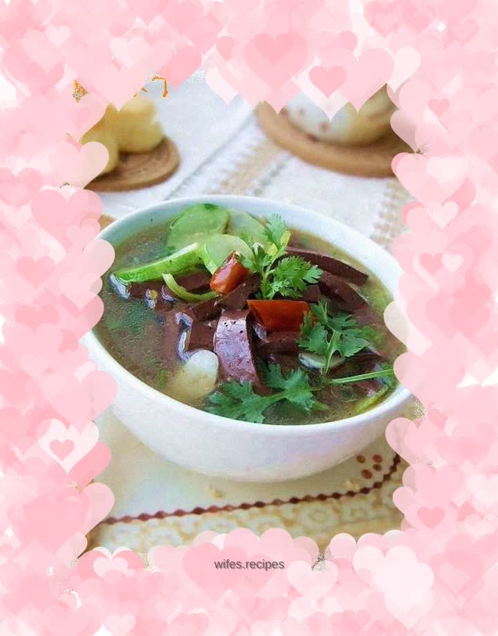Cucumber and pig blood soup