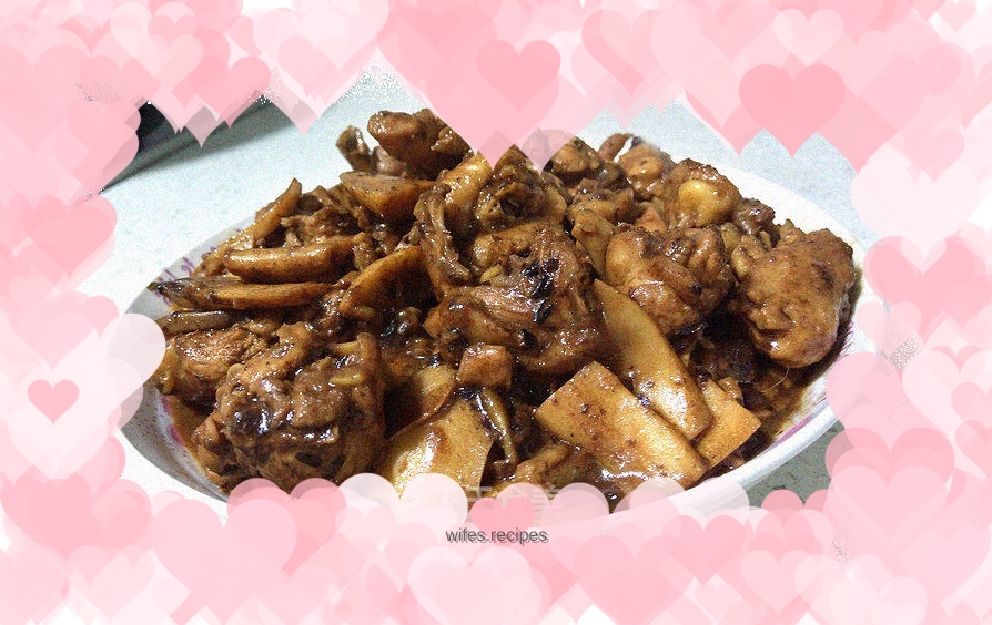 Braised Chicken with King Oyster Mushroom and Black Beans