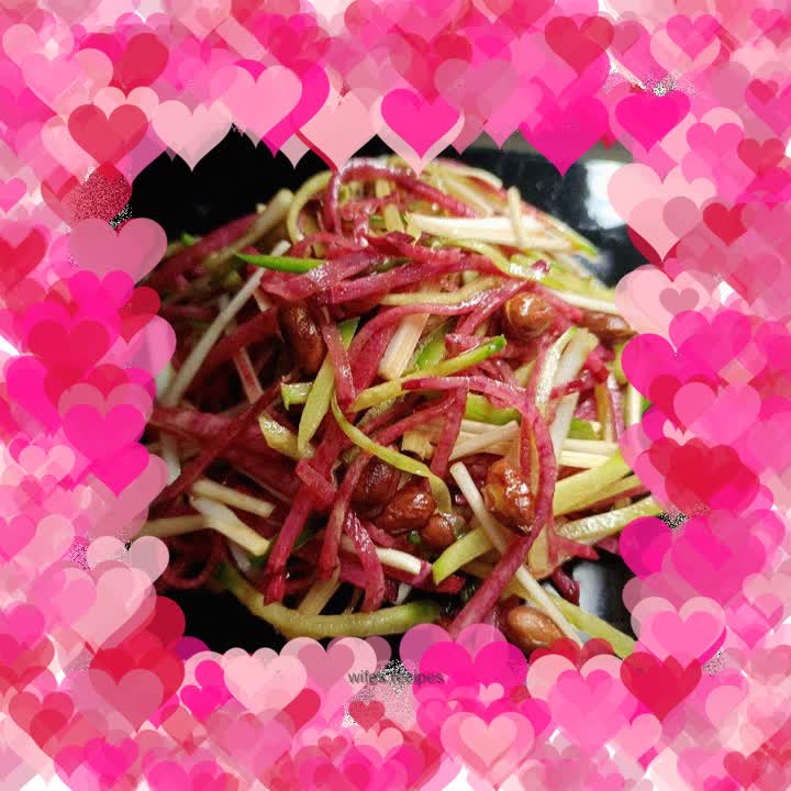 Peanuts mixed with purple beauty radish