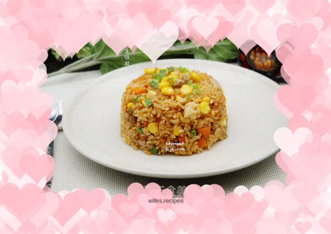 Fried rice with corn and minced meat