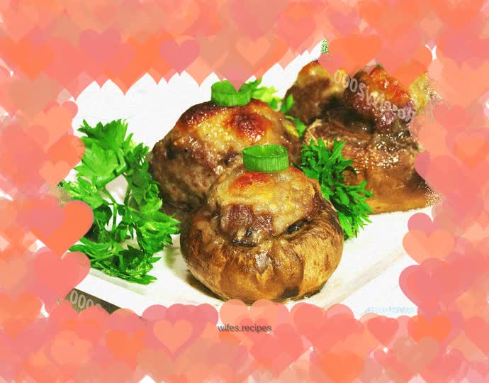 Ground beef stuffed with mushrooms