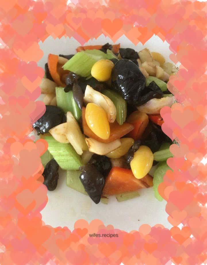 Stir-fried lily with ginkgo, celery