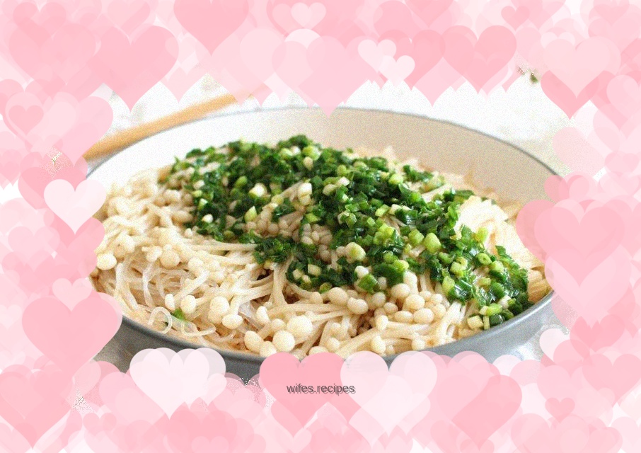 Enoki mushrooms with scallion oil