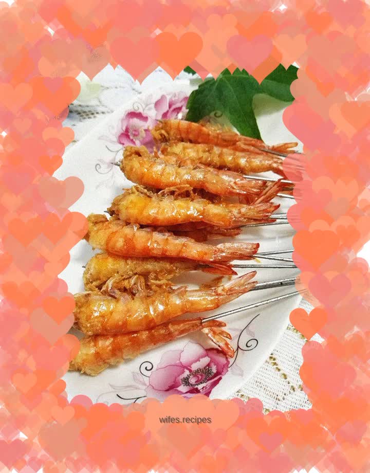 Fried shrimp skewers