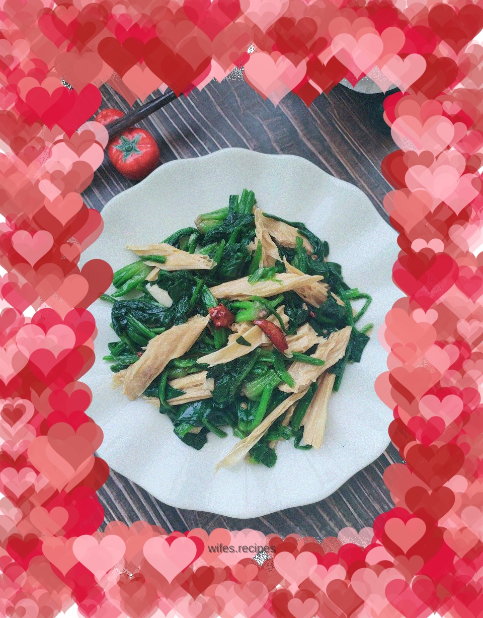 Stir-fried Spinach with Bean Curd in Oyster Sauce