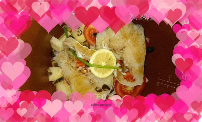 Potato cod with onions, tomatoes and potatoes