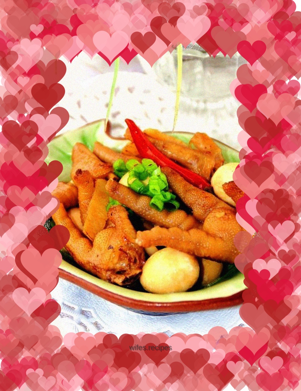 Roasted chicken feet with quail eggs