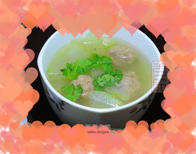 Mutton meatballs and winter melon soup