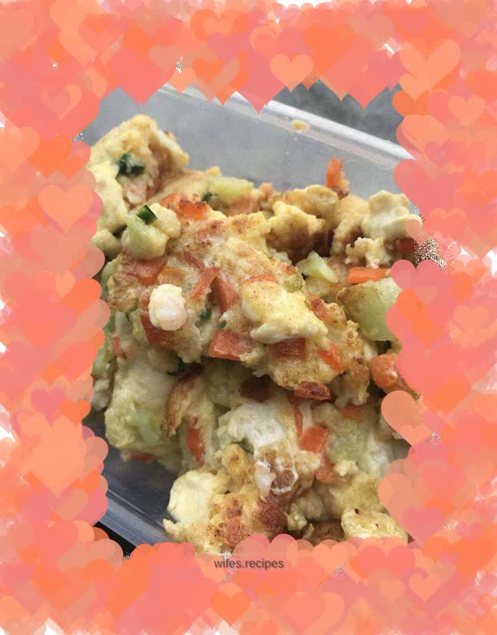 Children’s favorite: shrimp, tofu, mixed vegetable omelette