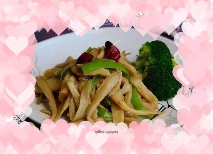 Shredded king oyster mushrooms