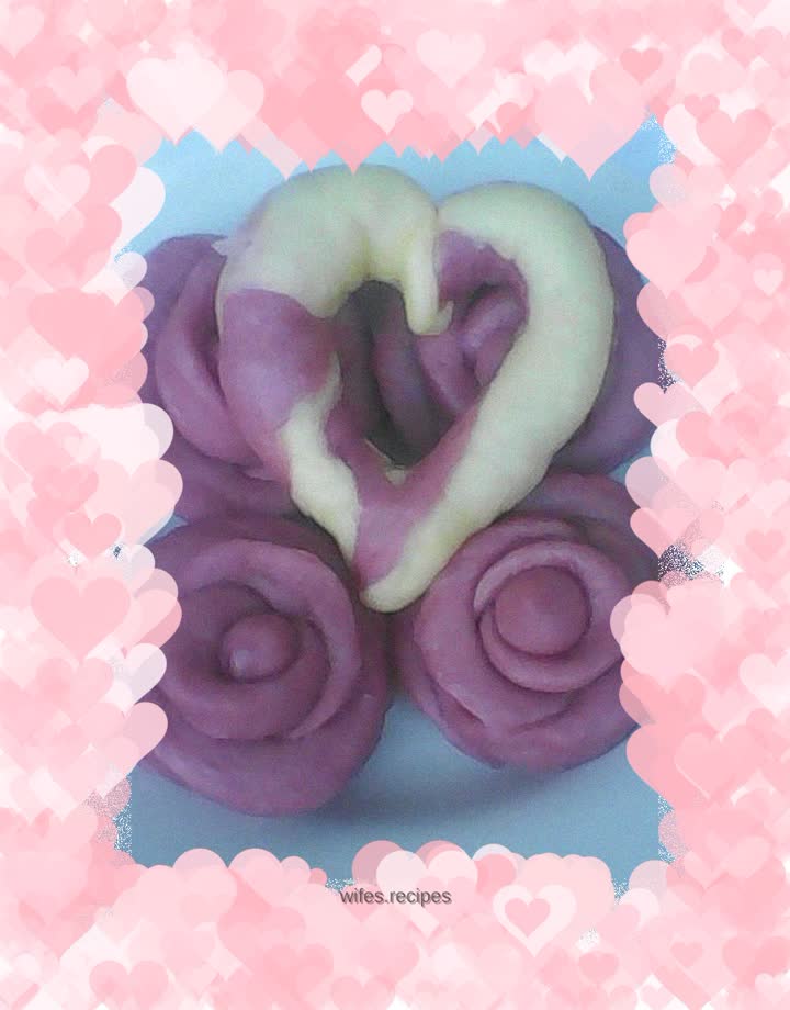 Purple Sweet Potato and Rose Steamed Buns (Valentine's Day)