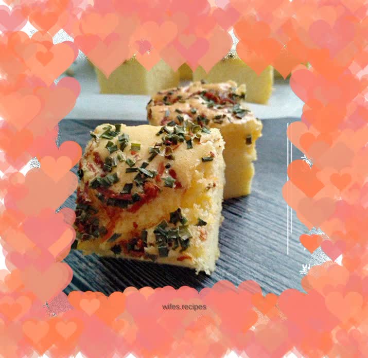 Chive and meat floss cake