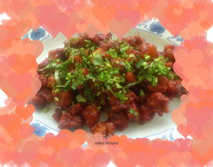 Diced fish in tomato sauce