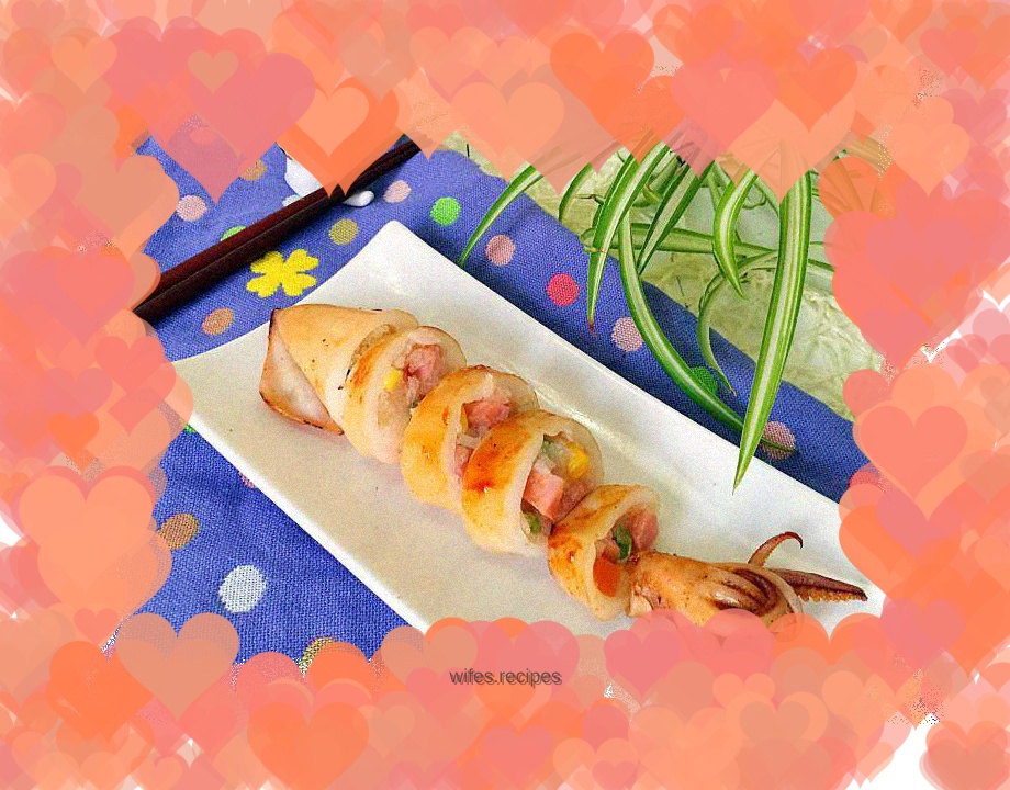 Grilled squid glutinous rice tube