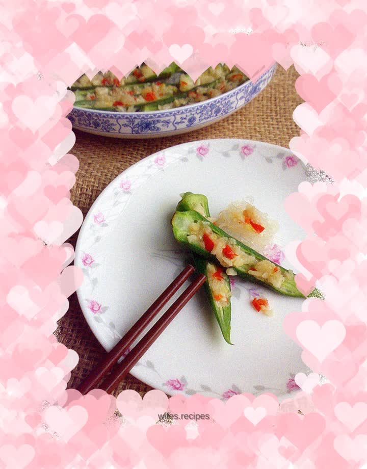 Steamed okra with garlic vermicelli