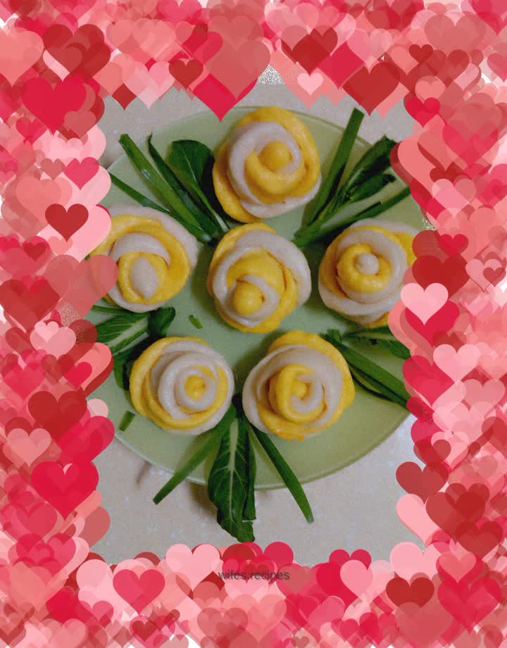 Rose roll (pumpkin, purple potato) steamed bun