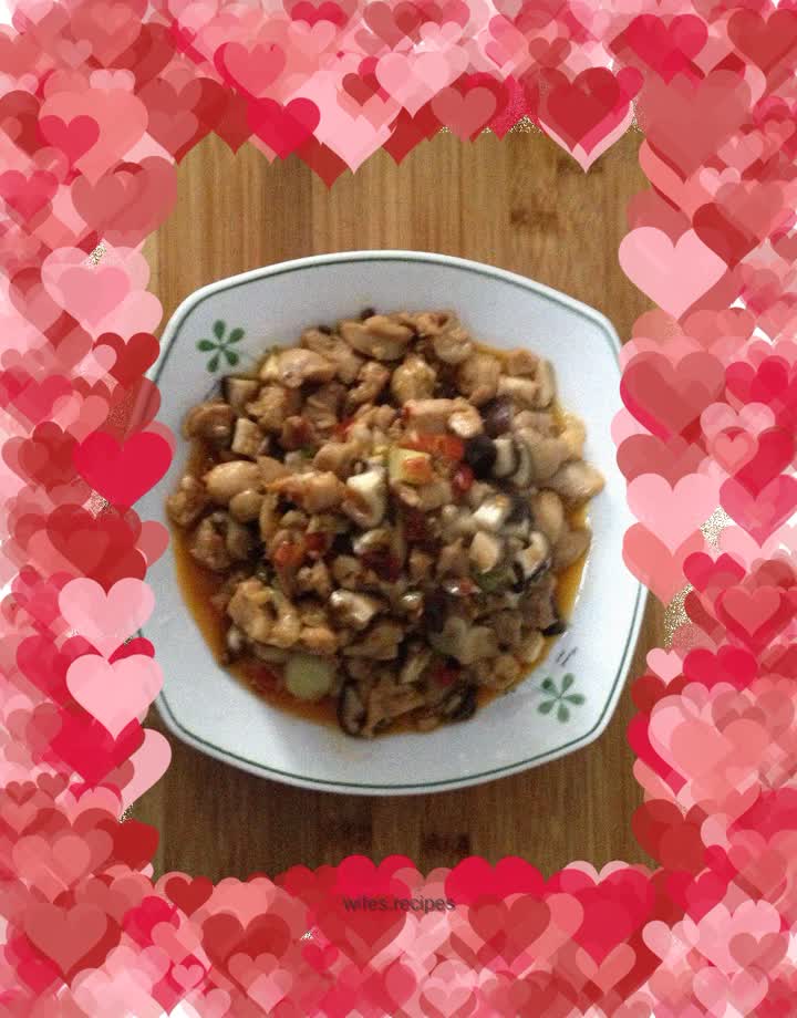 Mushroom and diced chicken