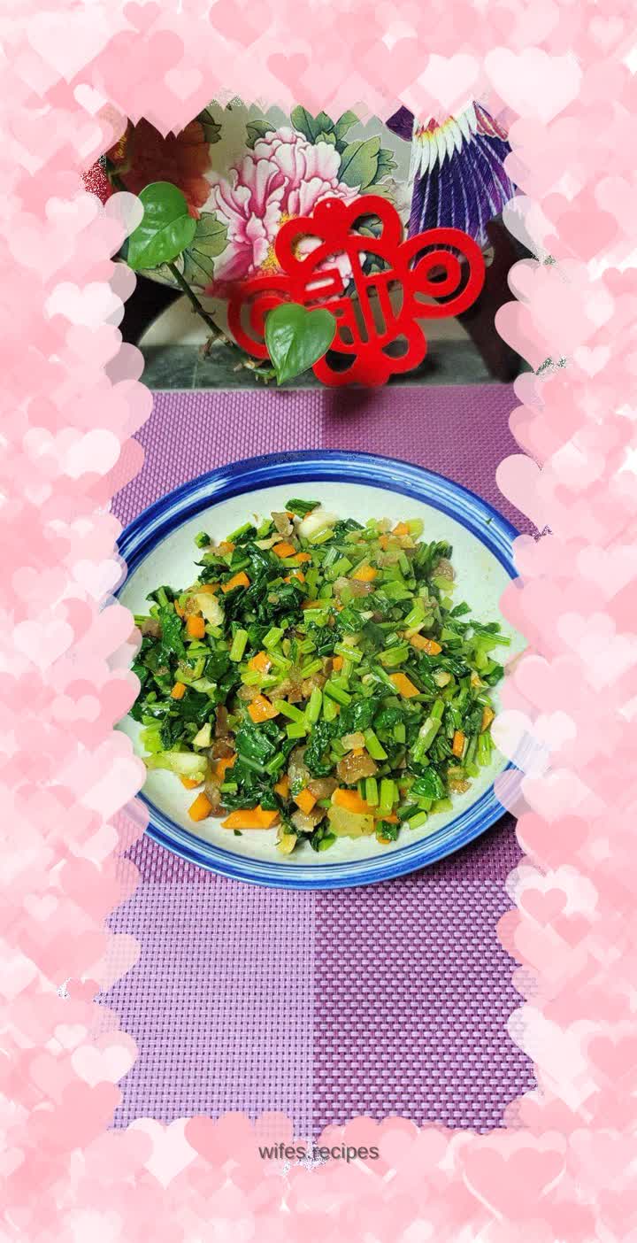 Fried radish leaves