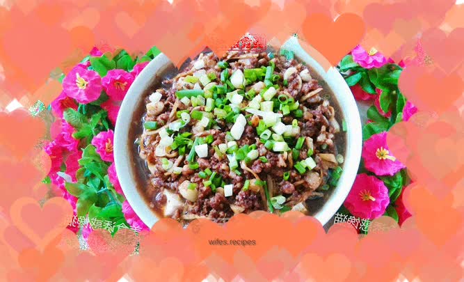 Steamed tofu with minced meat