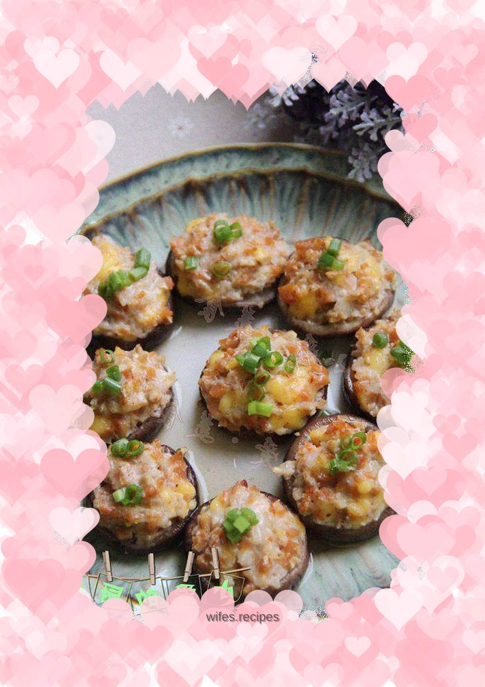 Mushroom cheese shrimp meat cup