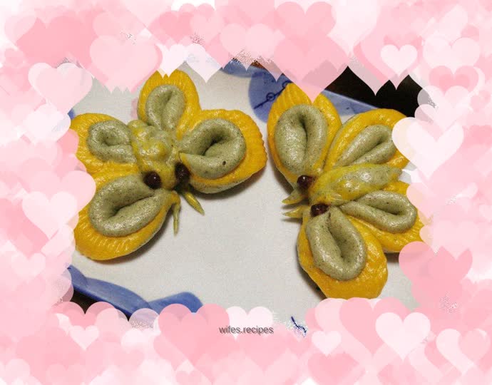 Two-color butterfly steamed buns